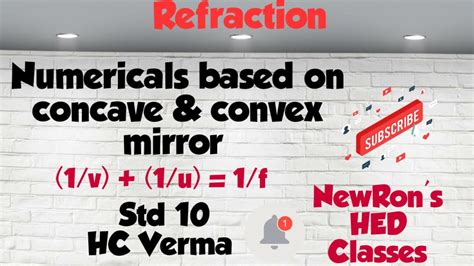 Refraction Numericals On Concave And Convex Mirror Std 10 Hc Verma