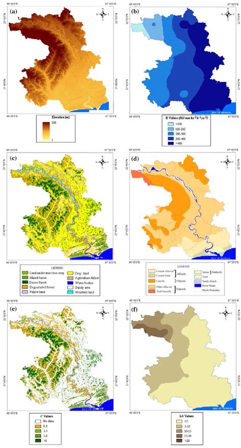 Spatial Distribution Of The Soil Erosion Factors A Dem B R Factor C