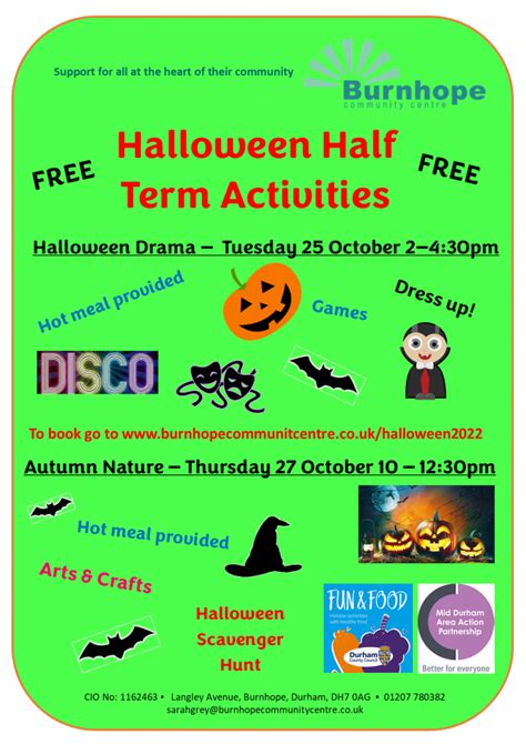 October Half Term Activities Burnhope Community Centre