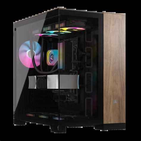 X Mid Tower Dual Chamber Pc Case Black Walnut Wood