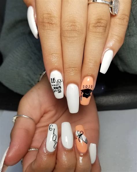 Acrylic White Nails Coffin Graduation Tips Color Short Acrylic Nails