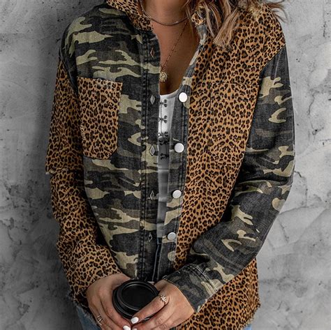 NEW Top Fashion Statement Leopard Camouflage Shirt Patchwork Etsy