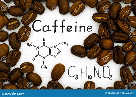 Chemical Formula Of Caffeine With Coffee Beans Stock Image Image Of