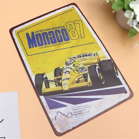 Panneau D étain Rétro en Métal Ayrton Senna Senna 1987 Panneau D