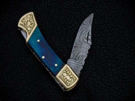 Hand Forged Damascus Steel Pocket Folding Edc Knife With Genuine