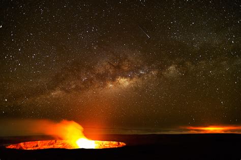 nature, Night, Stars, Lava, Volcano Wallpapers HD / Desktop and Mobile Backgrounds