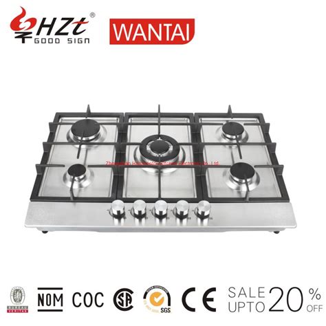 5 Nozzle Brass Burner Stainless Steel Gas Stove Build In Gas Hob