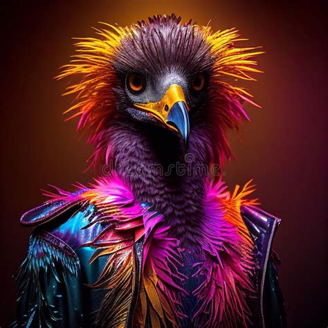 Realistic Lifelike Emu Bird In Fluorescent Electric Highlighters Ultra