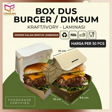 Jual Box Dus Burger Kraft Laminasi Dan Putih Ivory Tahan Minyak