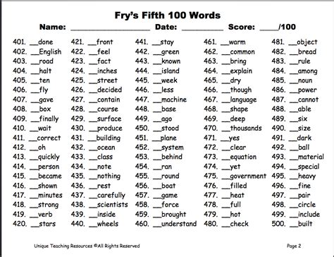 St Grade Fry Words