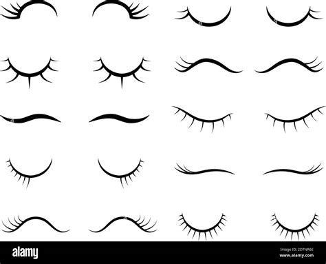 Cartoon eyelashes. Cute beautiful closed girl or unicorn eyes. Eyelashes with mascara makeup ...