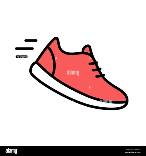 Running Shoe Doodle Icon Simple Red Sneaker Drawing Jogging And