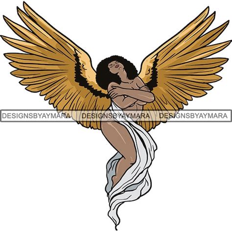 Afro Black Angel Svg Woman Goddess Wings Fairy Melanin Fly Etsy