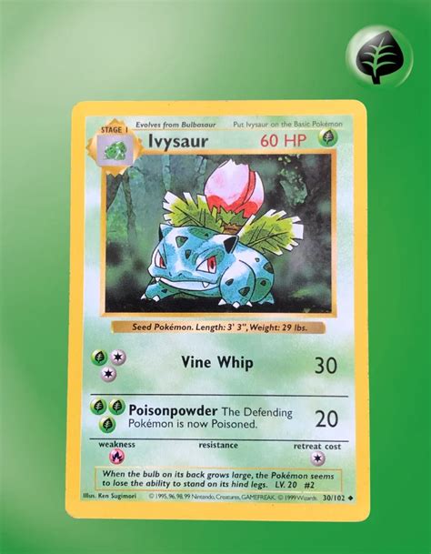 Ivysaur 30 102 Base Set Shadowless TCG Coleccionistas