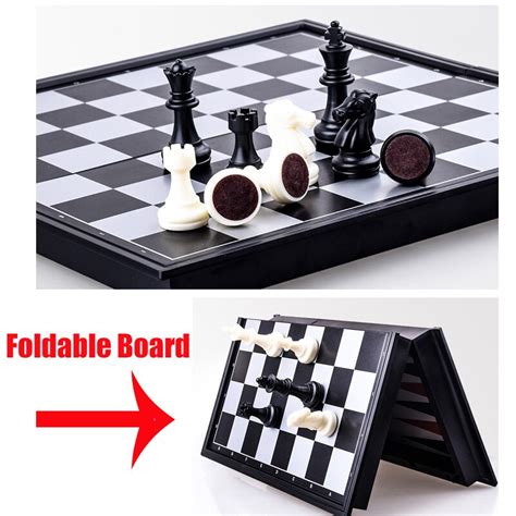 Magnetic Chess Backgammon Checkers Set Foldable Grandado