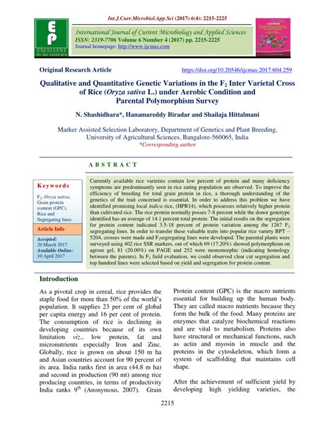 PDF Qualitative And Quantitative Genetic Variations In The F 2 Inter