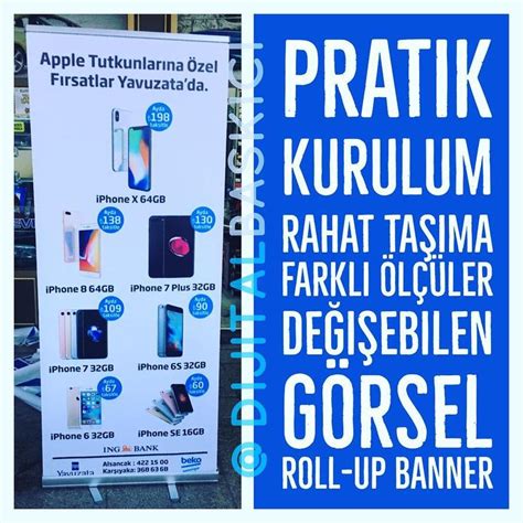 Roll UP Banner 85x200cm 100x200cm 150x200cm ölçülerinde Pratik Kurulum