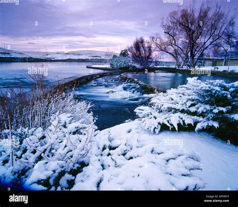 Giant Springs State Park in Winter in Great Falls Montana Stock Photo ...