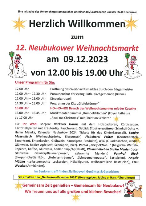 Programm Weihnachtsmarkt Am 0912 Stadt Neubukow