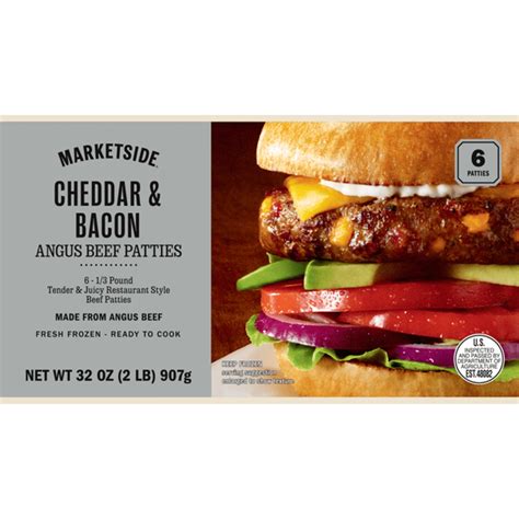 Marketside Cheddar And Bacon Angus Beef Patties 2 Lb Delivery Or Pickup Near Me Instacart