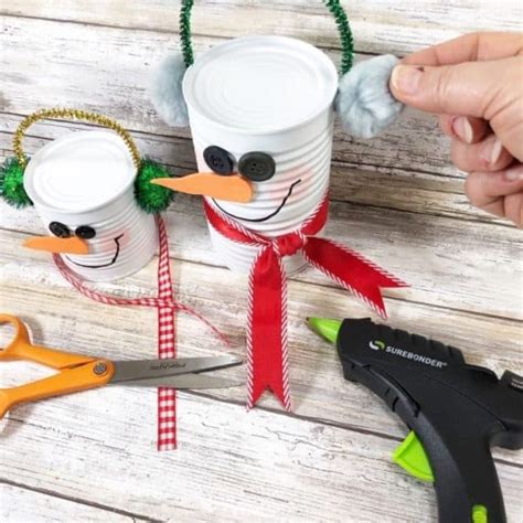 Cute Recycled Tin Can Snowman Craft