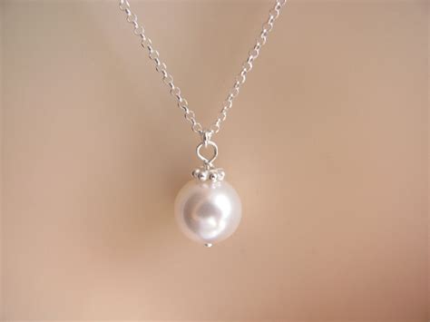 Elegant Pearl Necklace On Sterling Silver Chain Single By Monyart