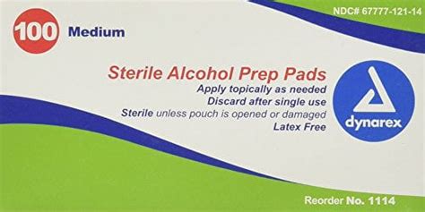 2 Pack Dynarex Alcohol Prep Pads Medium 1114 100 Latex Free Sterile Pads Each