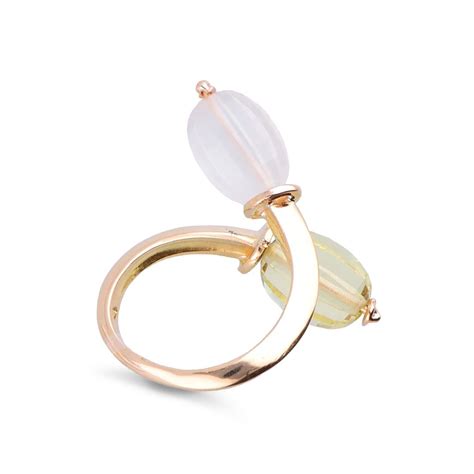 Anello In Oro Con Quarzo Rosa E Quarzo Lemon Stanoppi Luxury Zone