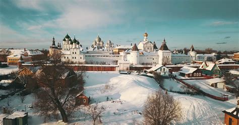 Aerial Panorama Of The Rostov Kremlin, Winter Russian Landscapes ...