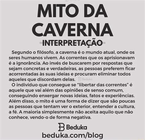 Mito Da Caverna InterpretaÇÃo Segundo O Filósofo A Caverna é O Mundo