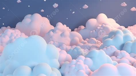 Pastel Clouds And Starry Skies In A Dreamy 3d Rendering Background, Sweet Dreams, Lullaby, Dream ...