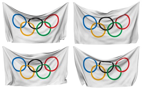 Olympic Games Olympics Pinned Flag From Corners Isolated With Different Waving Variations 3d