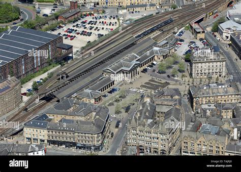 Aerial View Of Huddersfield Railway Station West Yorkshire Stock Photo