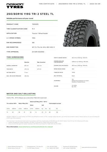 25080r16 119g Tri 2 Steel Tl Nokian Heavy Tyres Ltd Pdf Catalogs