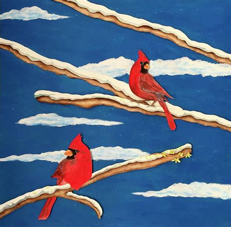 Cardinal Couple Painting By Lyn Delano