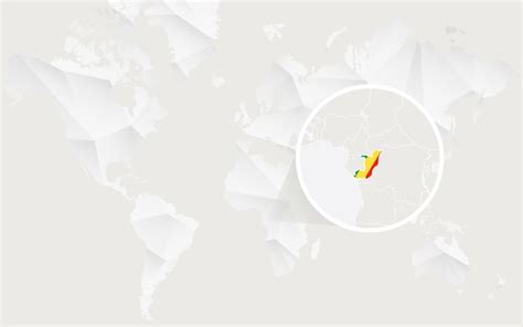 Premium Vector | Congo map with flag in contour on white polygonal ...