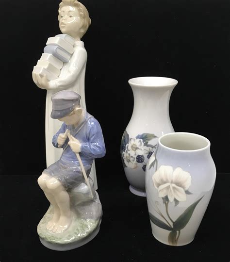 Lot 4pc Royal Copenhagen Porcelain Figurine And Vase