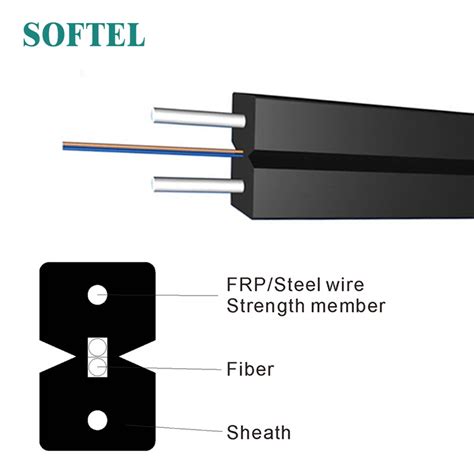 Fiber Optic FTTH Outdoor Drop Cable 1 2 4 6 8 Cores Outdoor Drop