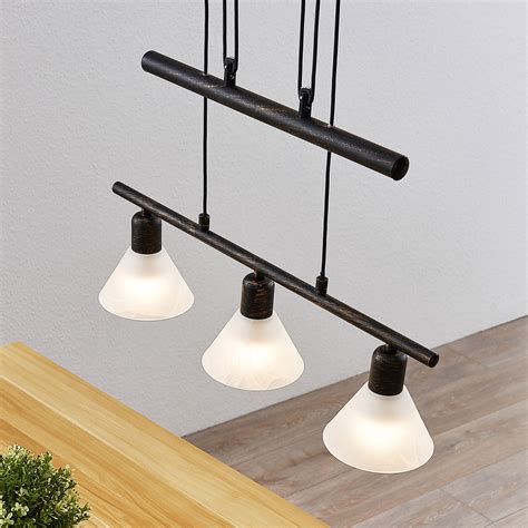 Suspension Delira 3 lampes hauteur réglable noir Luminaire fr