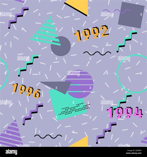 Memphis Seamless Pattern Retro 90s Fashion Print 1990s Cool Vector