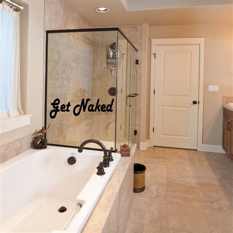Get Naked Vinyl Wall Decal Funny Wall Decal For Bathroom Etsy