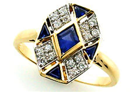 Art Deco Sapphire Ring Vintage Sapphire Ring 9ct Solid Gold - Etsy