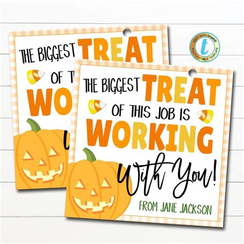 Halloween Gift Tags Biggest Treat Is Working With You Coworker