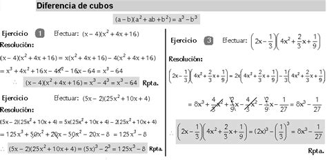 Sumas Y Diferencia De Cubos Ejercicios Resueltos De Productos Notables