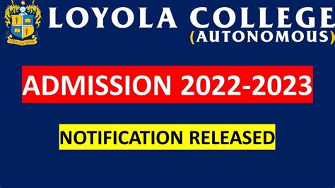 Loyola College Admission Notification 2022 2023 Anbarivu YouTube