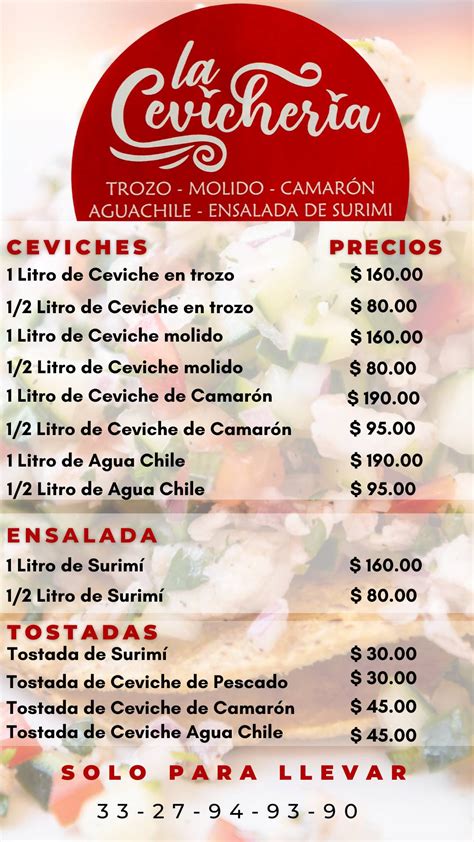 Menu At La Cevicheria Restaurant Tlaquepaque