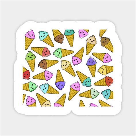 Cute Kawaii Ice Cream Cone Random Pattern Kawaii Ice Cream Magnet Teepublic