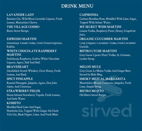 Village Bistro Restaurant menu in Milford, Connecticut, USA