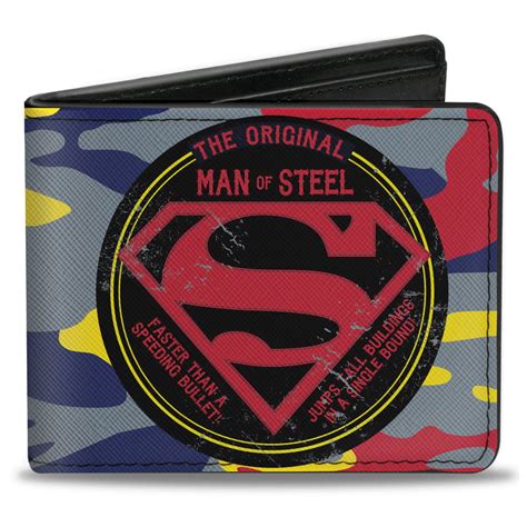 DC Comics Wallet Bifold Superman The Original Man Of Steel Badge Camo