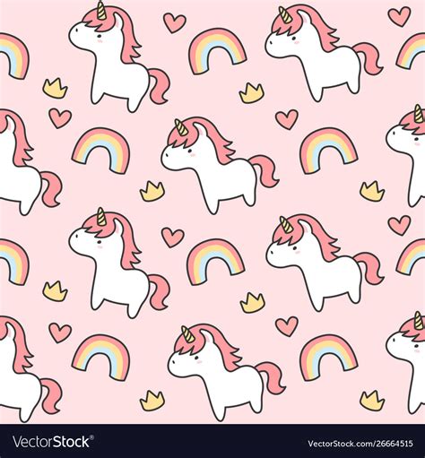 Cute unicorn and rainbow seamless pattern Vector Image